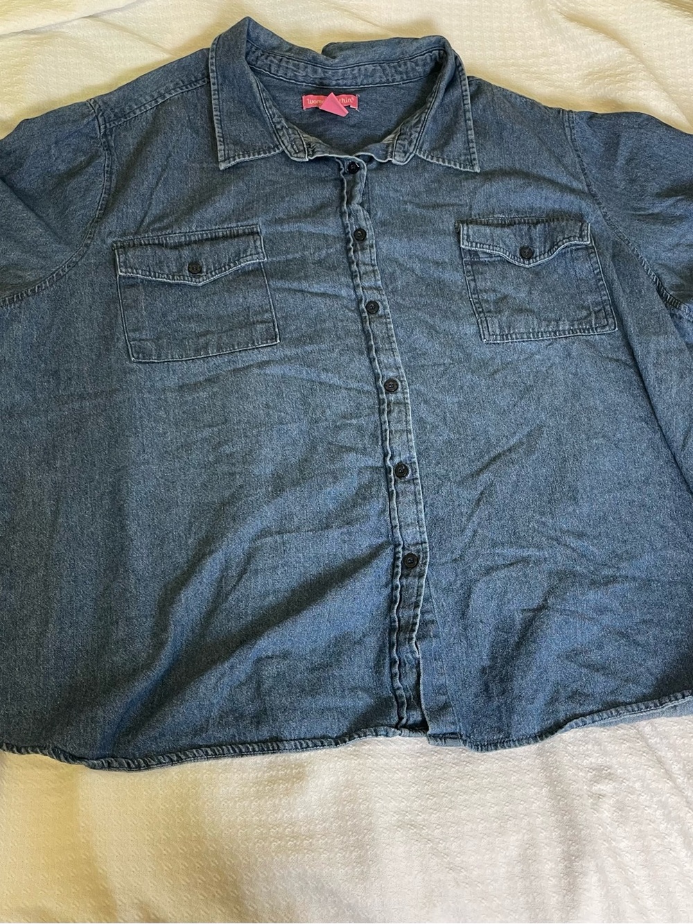 Woman Within Indigo Denim-Style Button Down Shirt
